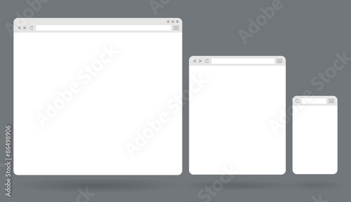 Flat blank browser windows for different devices photo