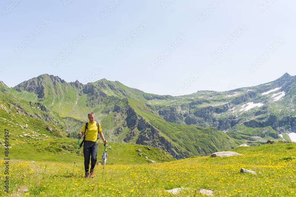 Hiking in the Alps in idyllic environment
