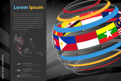 AEC transportation map and linkage in global shape (vector eps10