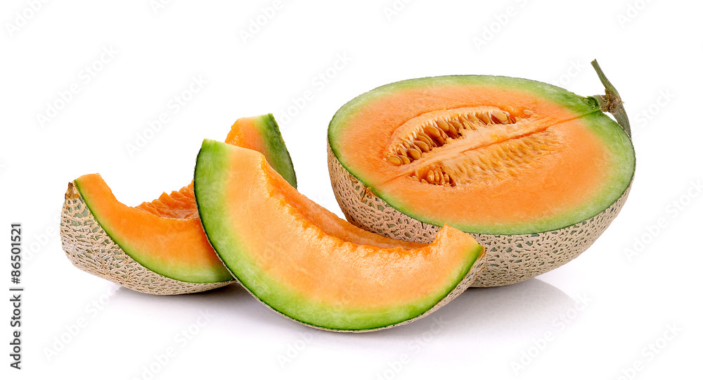 Cantaloupe melon isolated on the white background Cantaloupe melon isolated on the white background