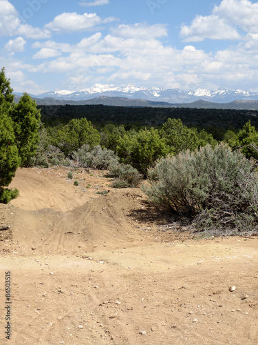 Empty mountain biking trail at Phil's World trail system outside of Cortez, Colorado © karagrubis