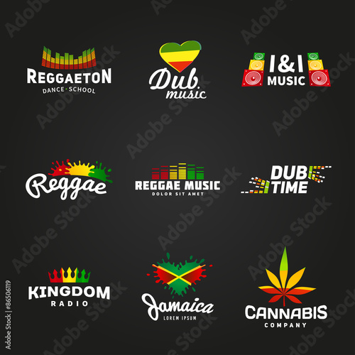 Set of africa flag logo design. Jamaica music vector template
