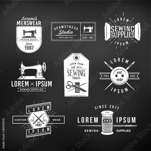 Set of vintage tailor labels, emblems and design elements