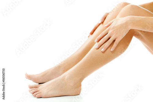 Beautiful female legs, smooth skin after waxing
