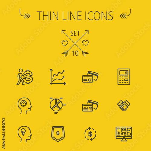 Business thin line icon set photo