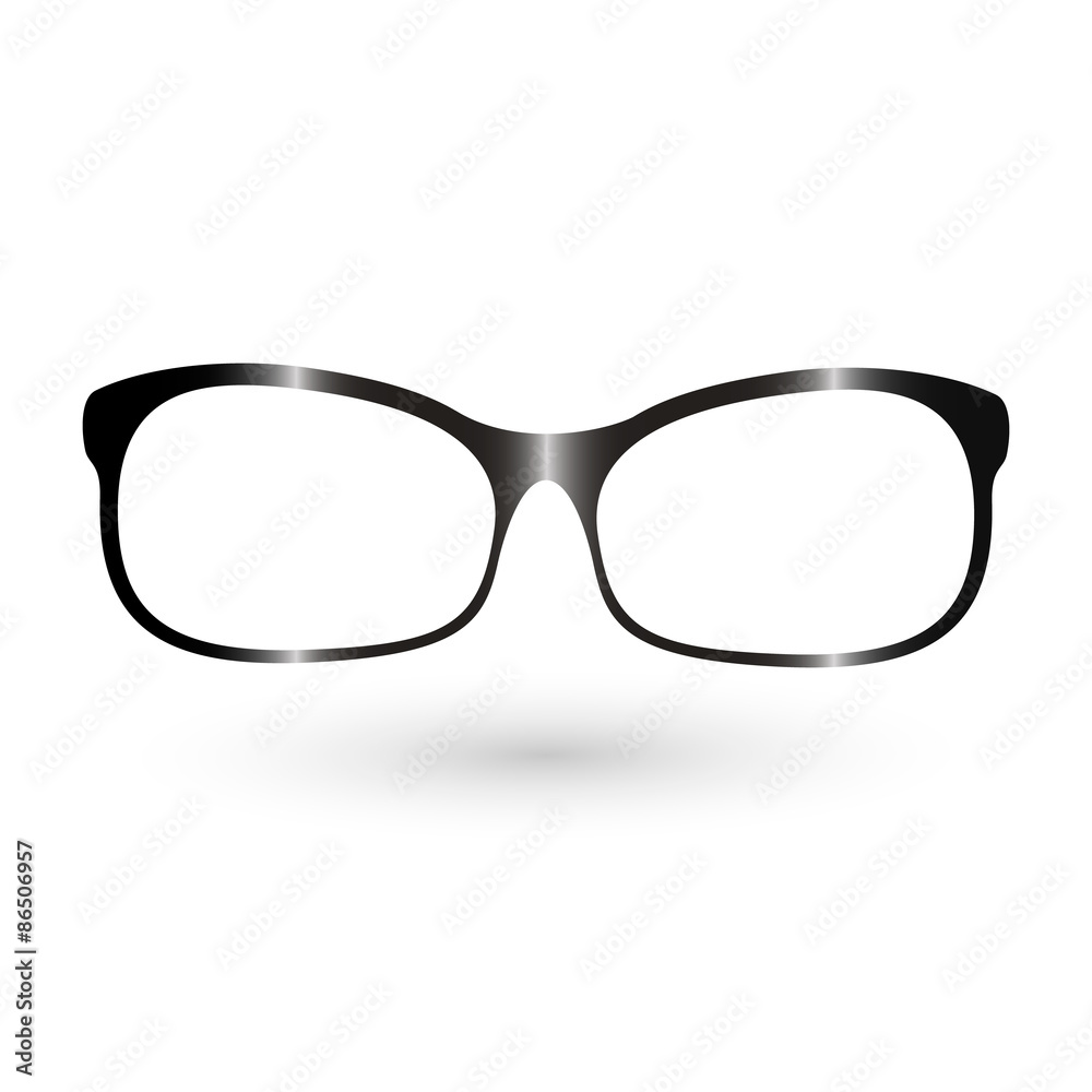 Fototapeta premium Black vector glasses with shadow isolated on white background