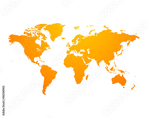 World Map political orange on an isolated background. Vector