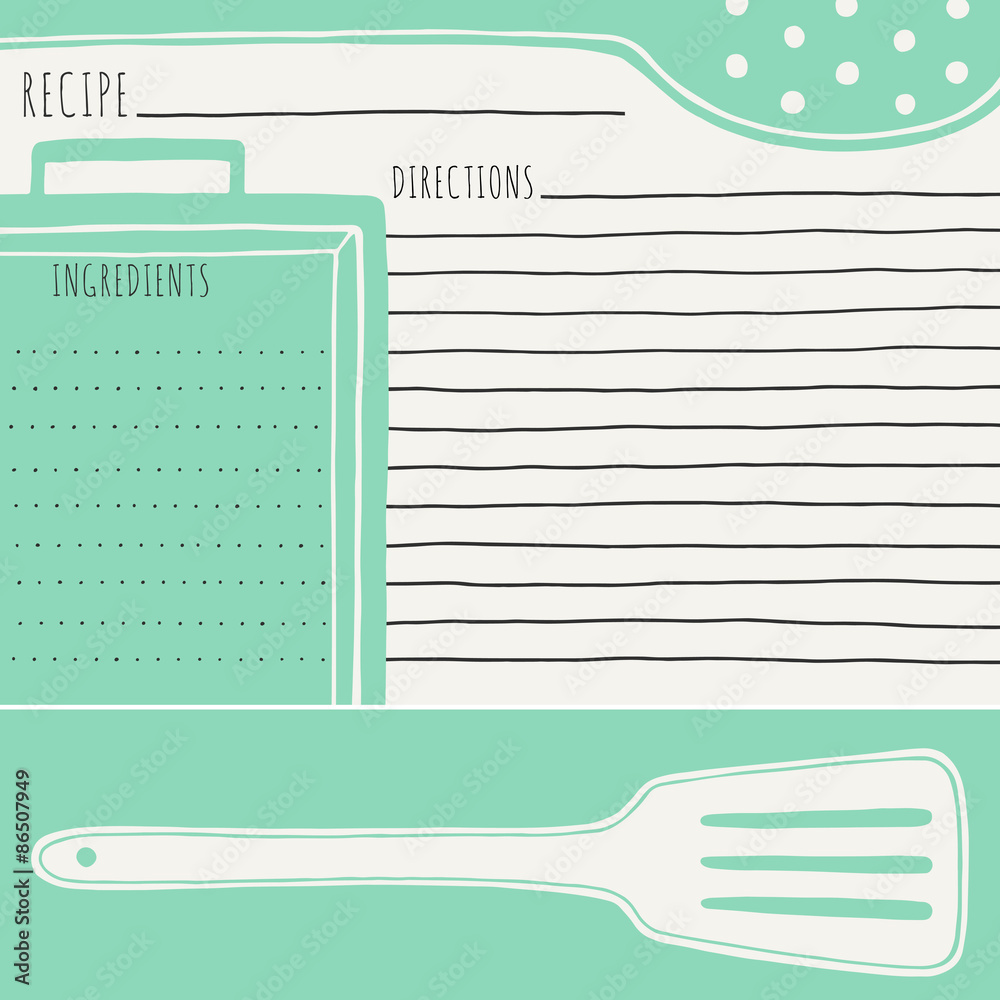 Recipe card design. Vector illustration. Hand drawn kitchen note Throughout Recipe Card Design Template