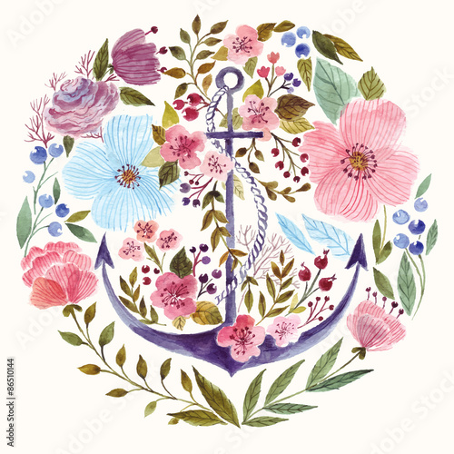 Anchor in watercolor technique