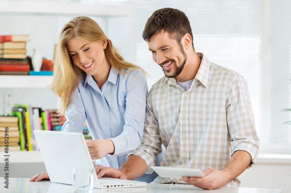 Casual, laptop, friends. Casual, laptop, friends.