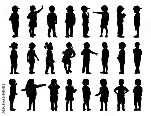 big set of children standing silhouettes 1