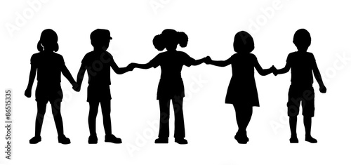 children standing silhouettes set 8