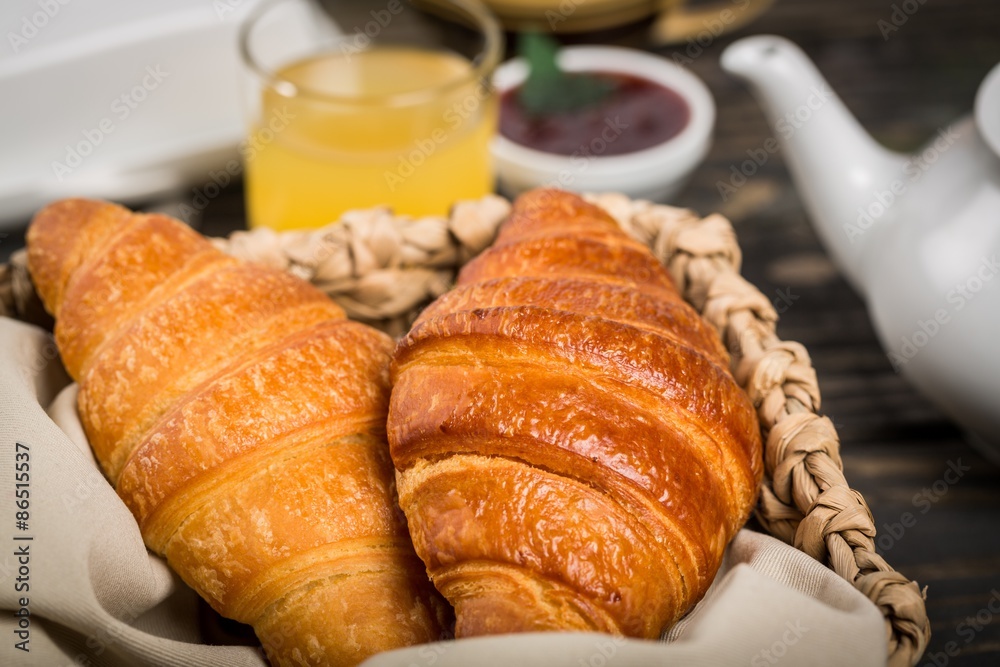 Croissant, breakfast, bun.