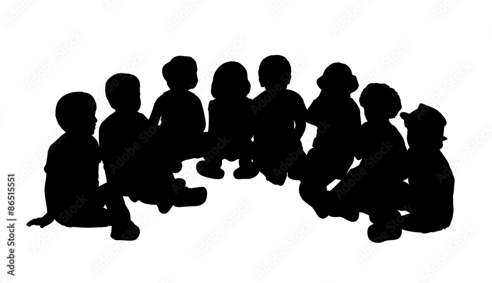 Obraz premium group of children seated in semi circle