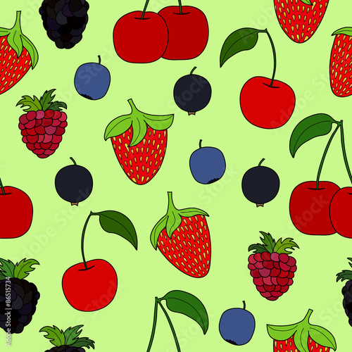 Fototapeta Naklejka Na Ścianę i Meble -  abstract doodle berry seamless pattern