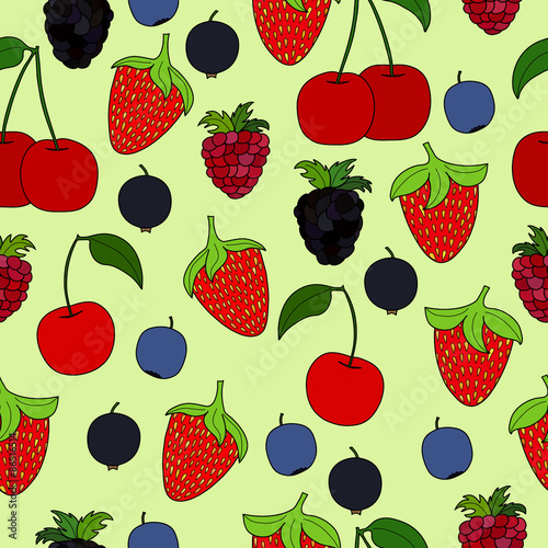 abstract doodle berry seamless pattern