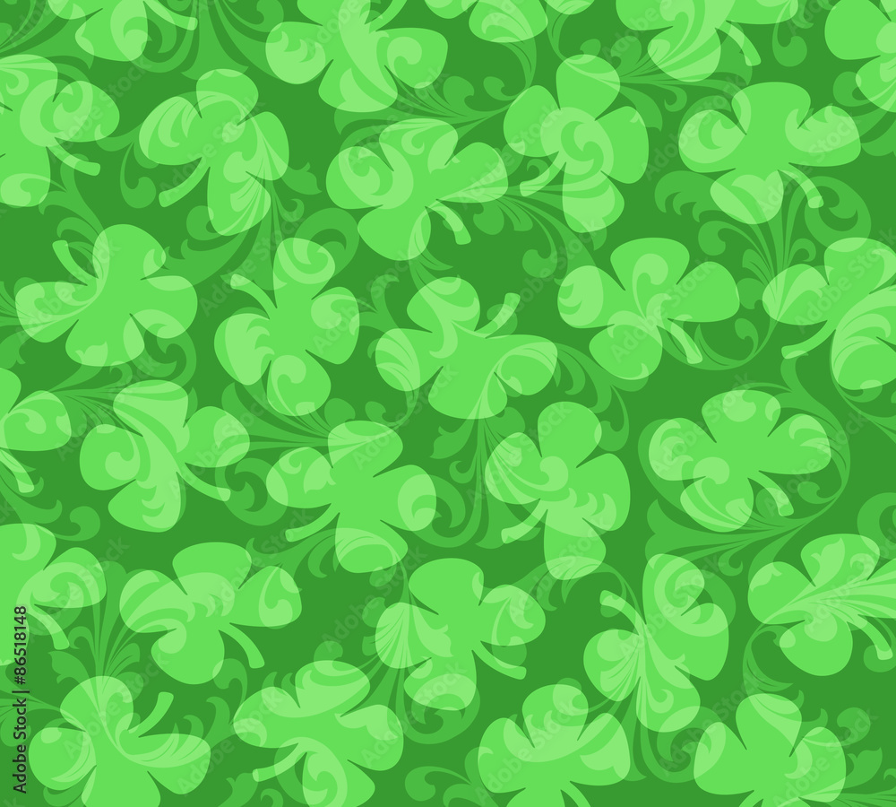 Shamrocks Scattered on a Green Swirl Background Shamrocks Scattered on a Green Swirl Background