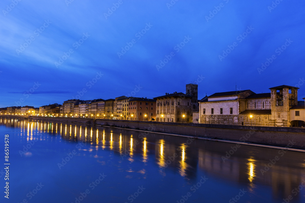 Pisa, Italy in the evening