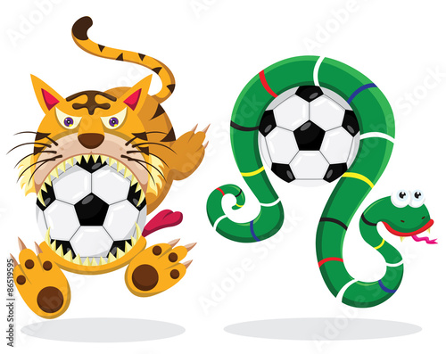 Soccer Ball with Tiger and Snake