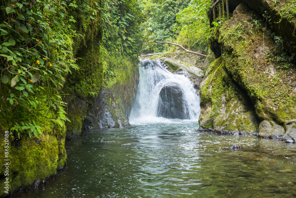 Obraz premium Waterfall of Nambillo river, Mindo (Ecuador)