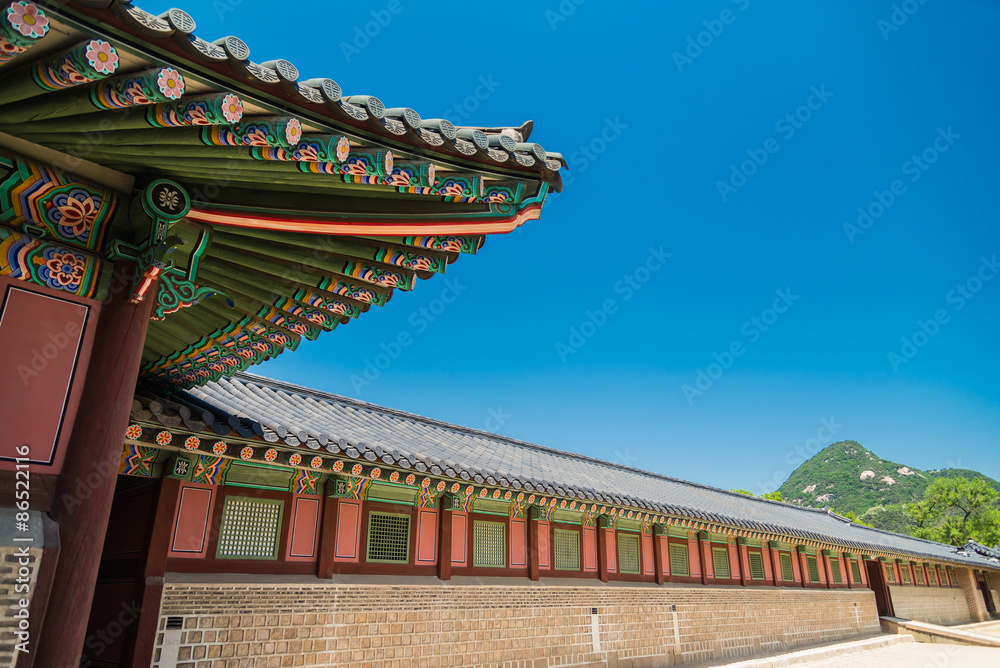 Classic wooden building in Korean style