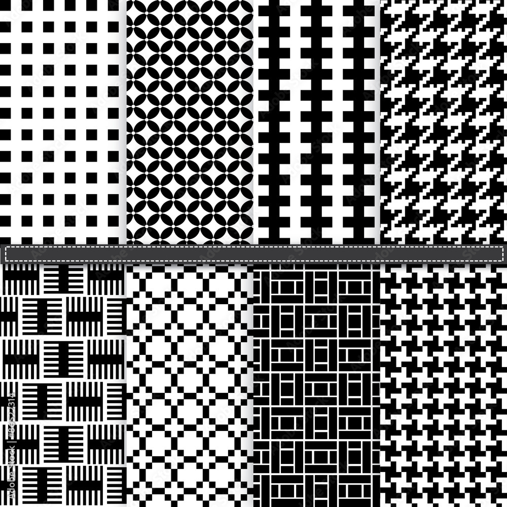 Geometric and Houndstooth seamless pattern set Geometric and Houndstooth seamless pattern set