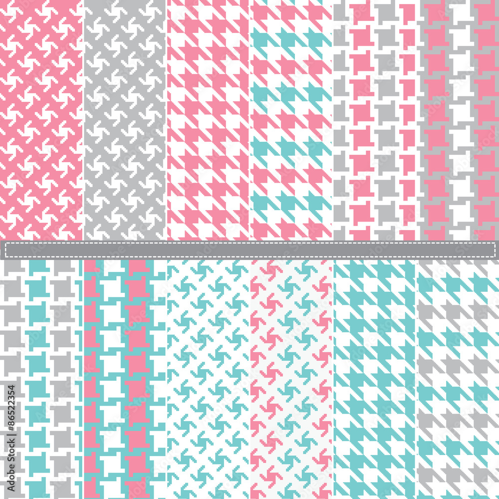 Houndstooth seamless pattern set