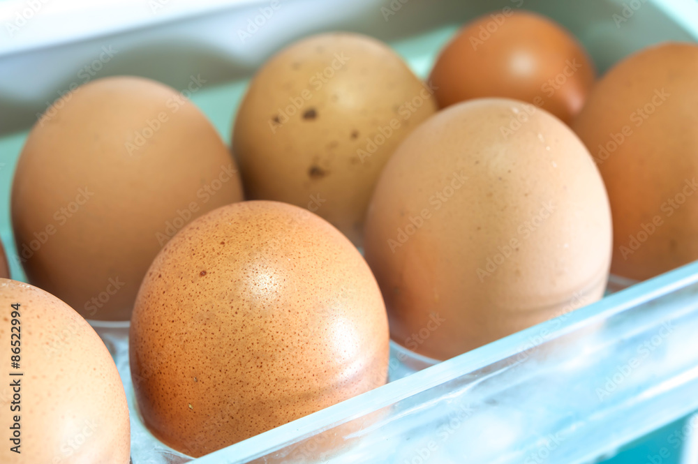 Eggs on a white shelf Eggs on a white shelf