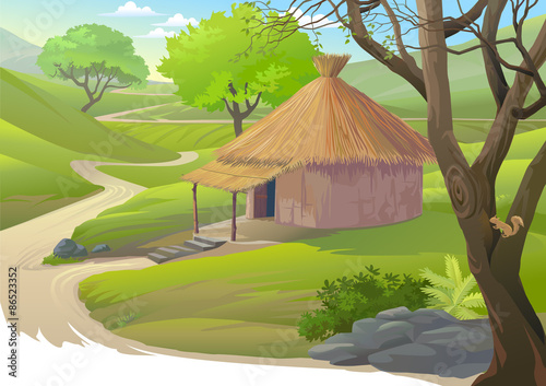 Hut along a narrow road