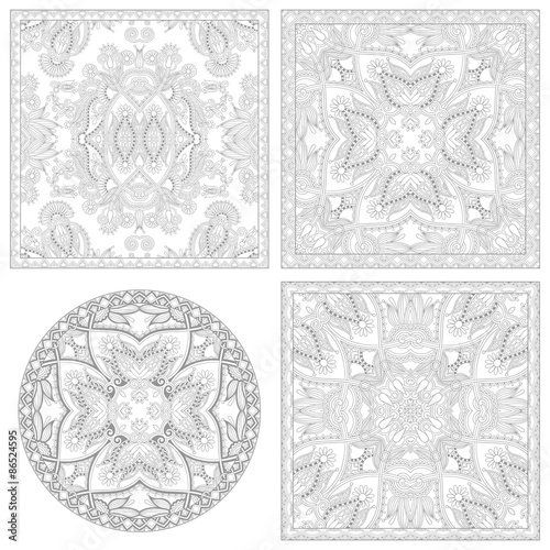 unique coloring book square page set for adults
