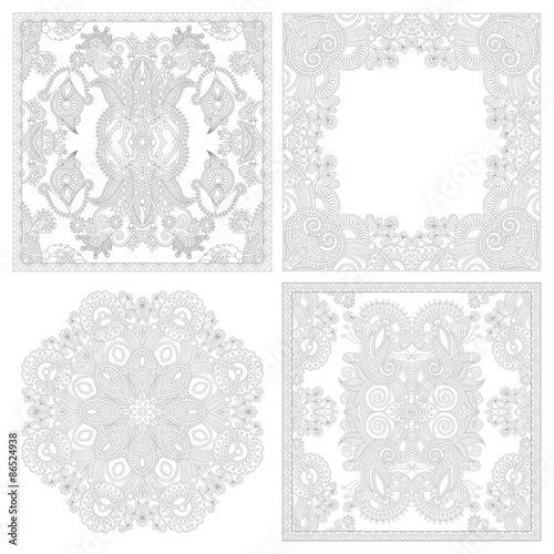 unique coloring book square page set for adults