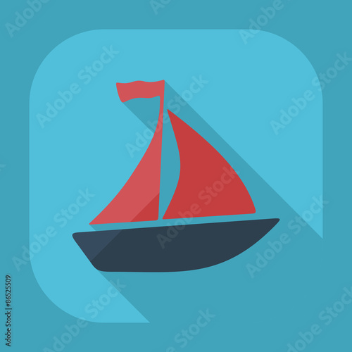 Flat modern design with shadow sailboat
