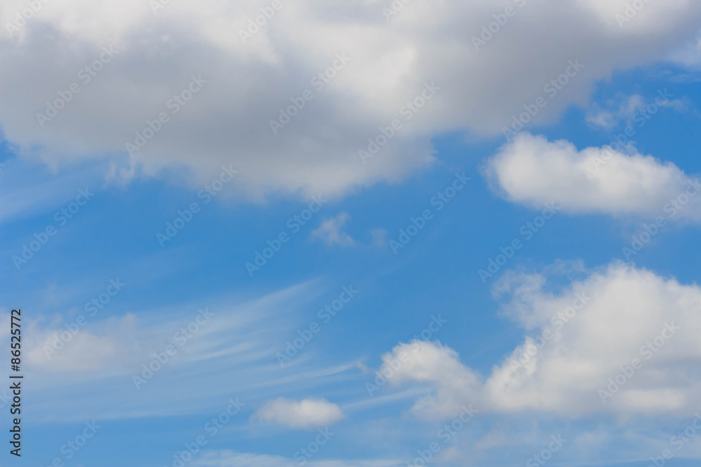blue sky with clouds blurred background