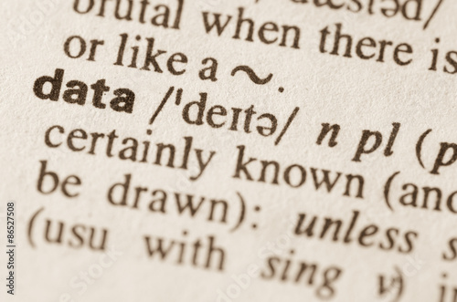 Dictionary definition of word data
