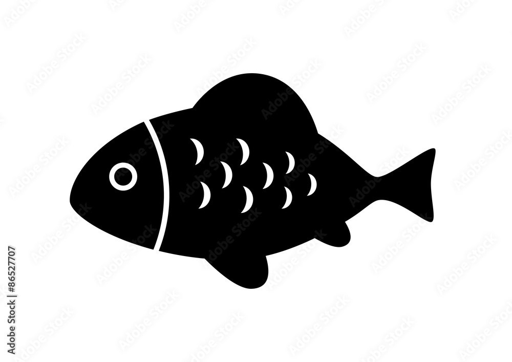 Black fish icon on white background Black fish icon on white background