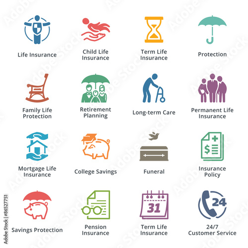 Life Insurance Icons - Colored Series
