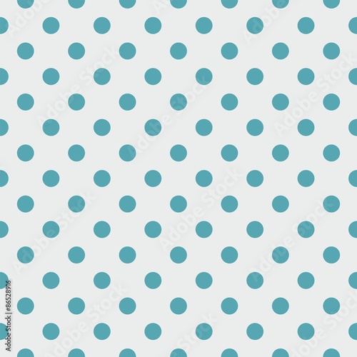 Tile vector pattern with blue polka dots on grey background