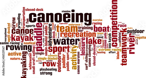 Canoeing word cloud concept. Vector illustration