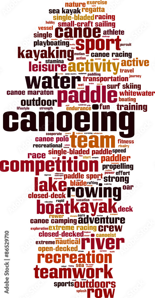 Canoeing word cloud concept. Vector illustration