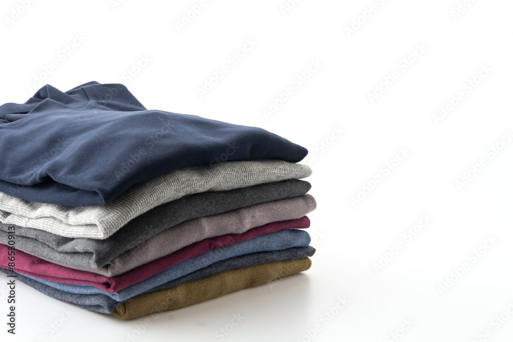 Stack of clothes isolated on white background