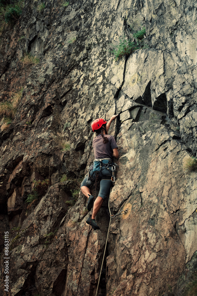 Rock climbing.