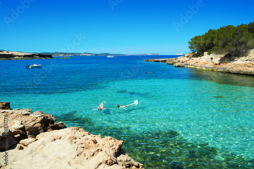 Cala Gracioneta beach in Ibiza Island, Spain photo