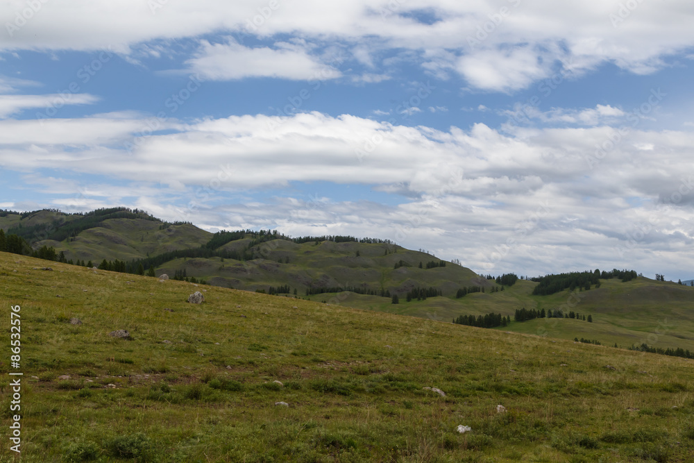 Fototapeta premium mountain valley glaciers on the horizon
