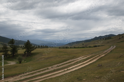 view of the valley from pastures in Altai