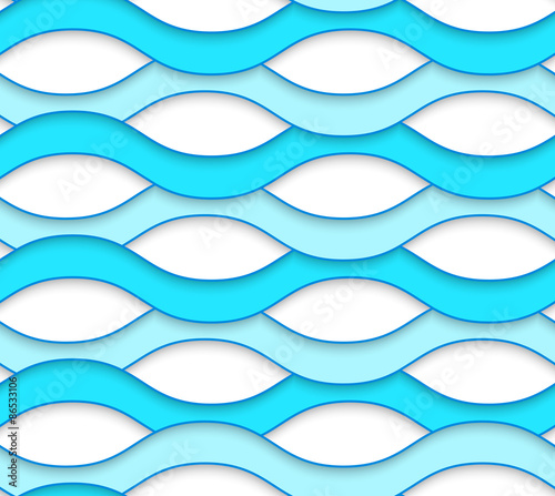 White embossed interlocking blue waves