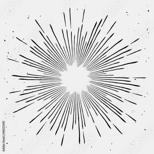 Vintage monochrome bursting rays. Vector illustration, great for retro style projects