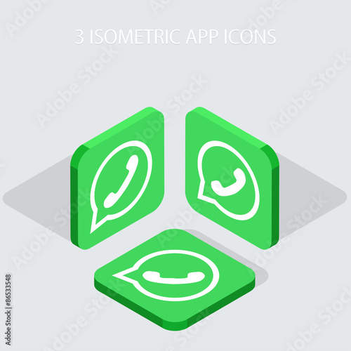 Vector modern 3 isometric telephone app icons