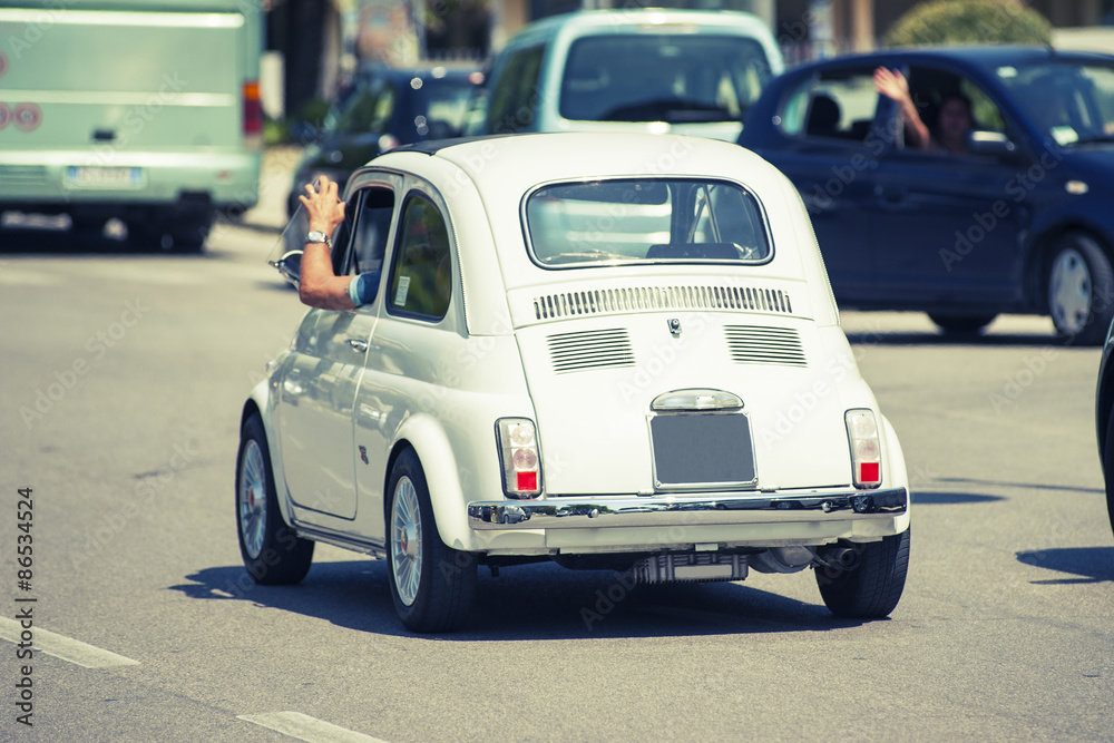 Fototapeta premium White small car