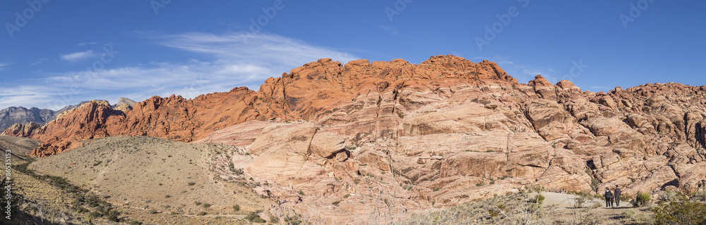 Red Rock Canyon National Conservation Area, located 20 miles from the Las Vegas Strip, allows visitors to hike, picnic and view plant and animal life under 3,000-foot-high red rock formations.