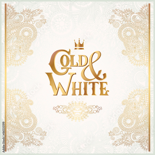 elegant floral ornamental background with inscription Gold and W